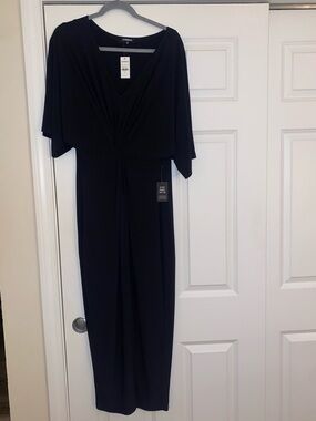 Express Navy Twist-Front Maxi Dress